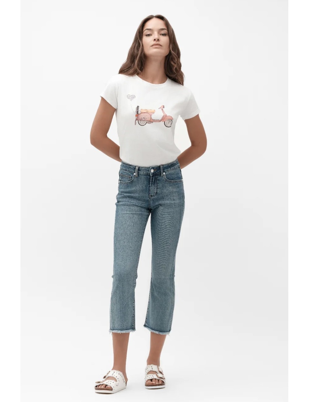 Pinocchietto jeans marzia – bootcut sfrangiato ww30205White WisePassioni Boutique