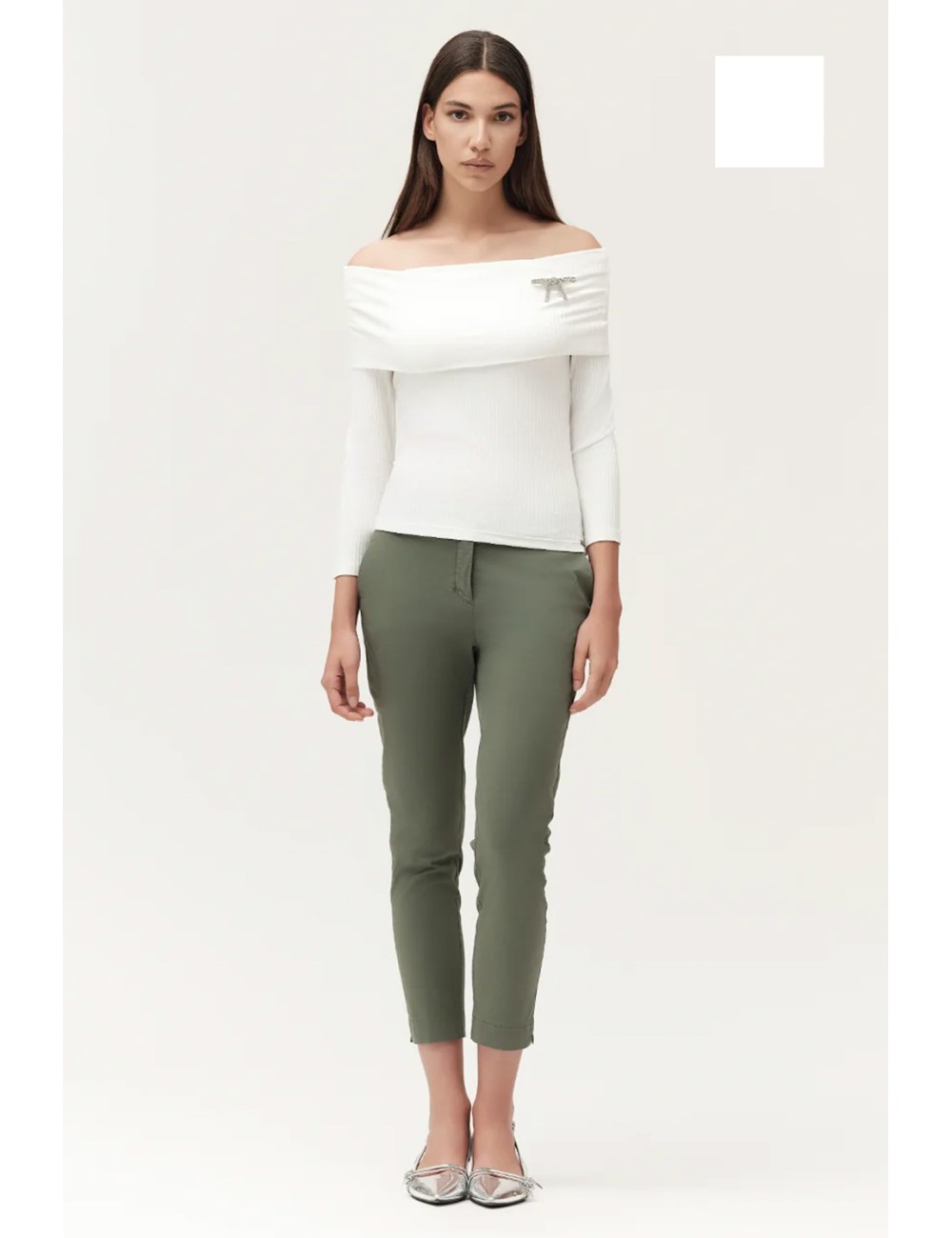 Aurora pantalone con spacchetto rasatello ww30500 biancoWhite WisePassioni Boutique