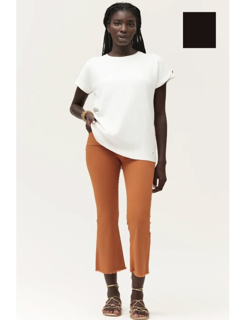 Pantalone a zampetta sfrangiato gambardine ww30509 neroWhite WisePassioni Boutique