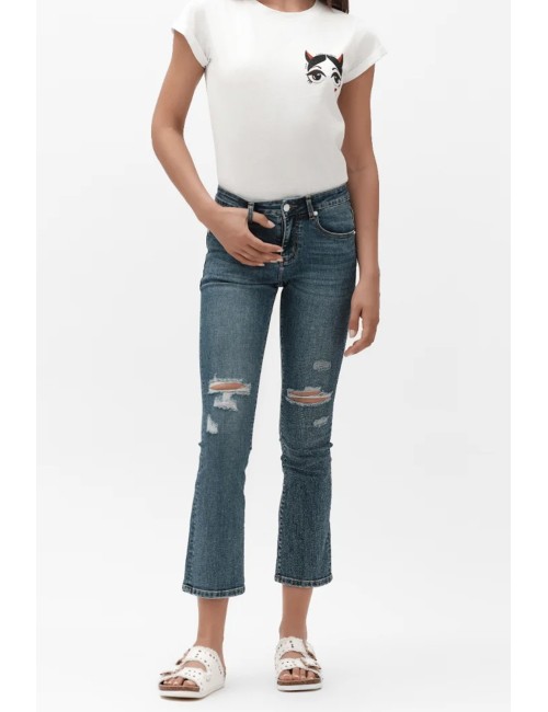 Martina jeans palazzo ww30208White WisePassioni Boutique