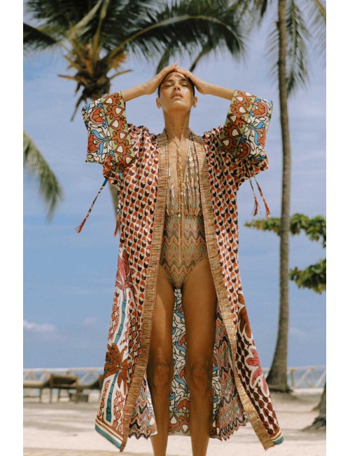 Anjuna - abito michela palme geo cognacAnjunaPassioni Boutique