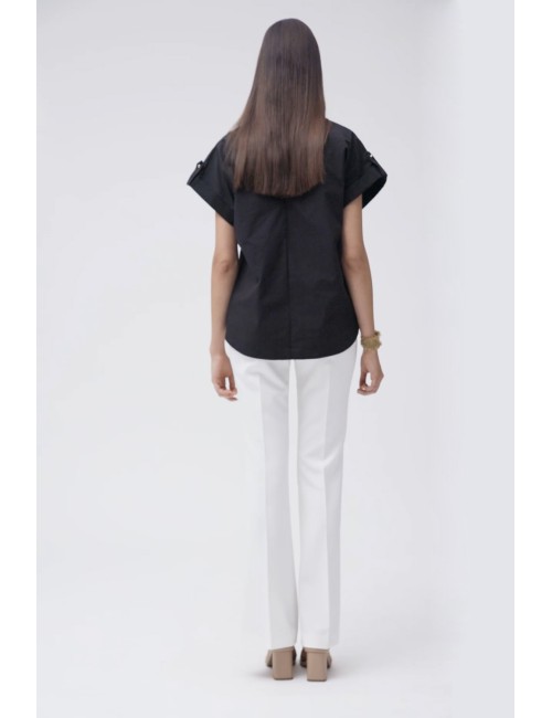 Casacca in cotone con risvolto ww30460 safariWhite WisePassioni Boutique