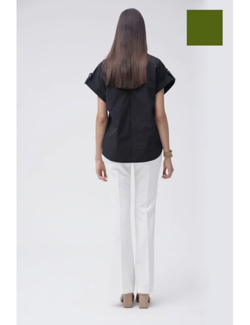 Casacca in cotone con risvolto ww30460 biancoWhite WisePassioni Boutique