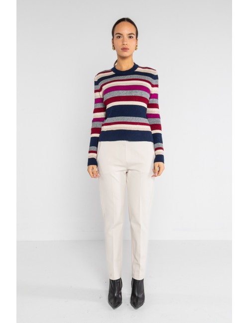Lokita - pantalone dritto in punto milano 1283 lok022 avorioLokitaPassioni Boutique