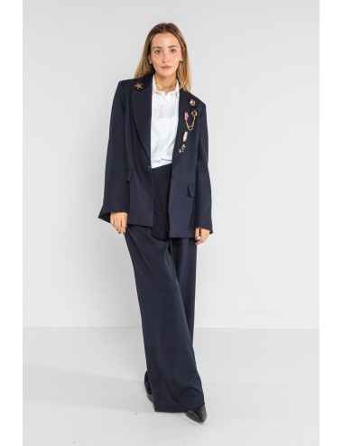 Lokita - pantalone palazzo tessuto diagonale 1194 lok07903 bluLokitaPassioni Boutique