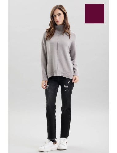 Take two - lupetto con nervatura viscosa dt00375 prugnaTake TwoPassioni Boutique