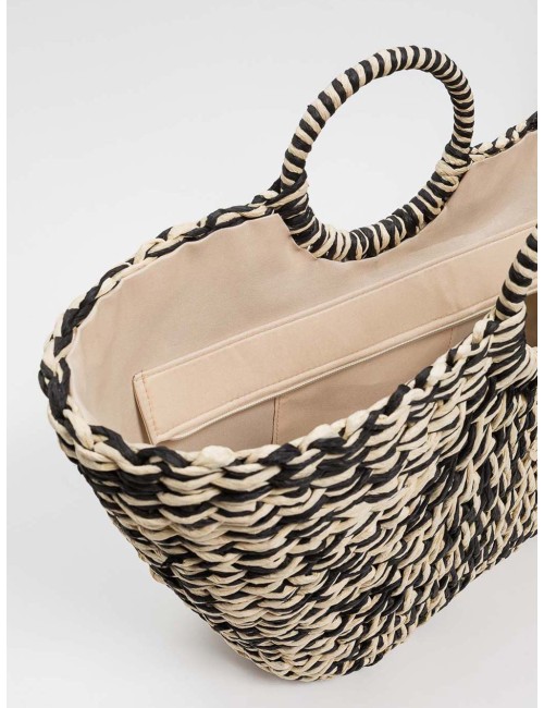 Twinset - tote effetto paglia con frange e balze 261lm8aaa 00193TwinsetPassioni Boutique