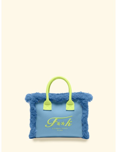 Donna borsa cesto fk pink cotone zip e tracolla removibileFKPassioni Boutique