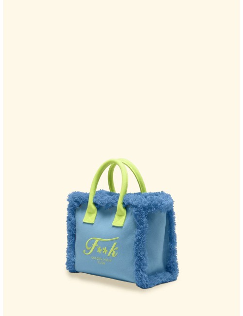 Donna borsa cesto fk pink cotone zip e tracolla removibileFKPassioni Boutique