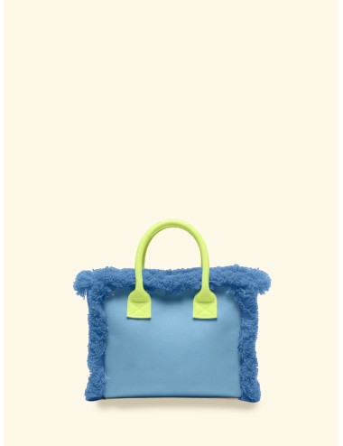 Donna borsa cesto fk azzurro cotone zip e tracolla removibileFKPassioni Boutique