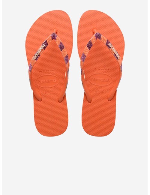 Donna infradito havaianas slim glow arancioni strass e perline