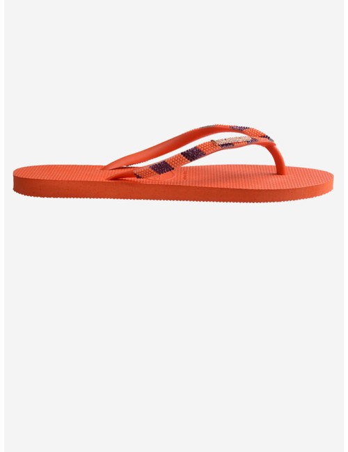Donna infradito havaianas slim glow arancioni strass e perline