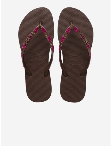 Donna infradito havaianas slim glow dark brown strass e perlineHavaianasPassioni Boutique