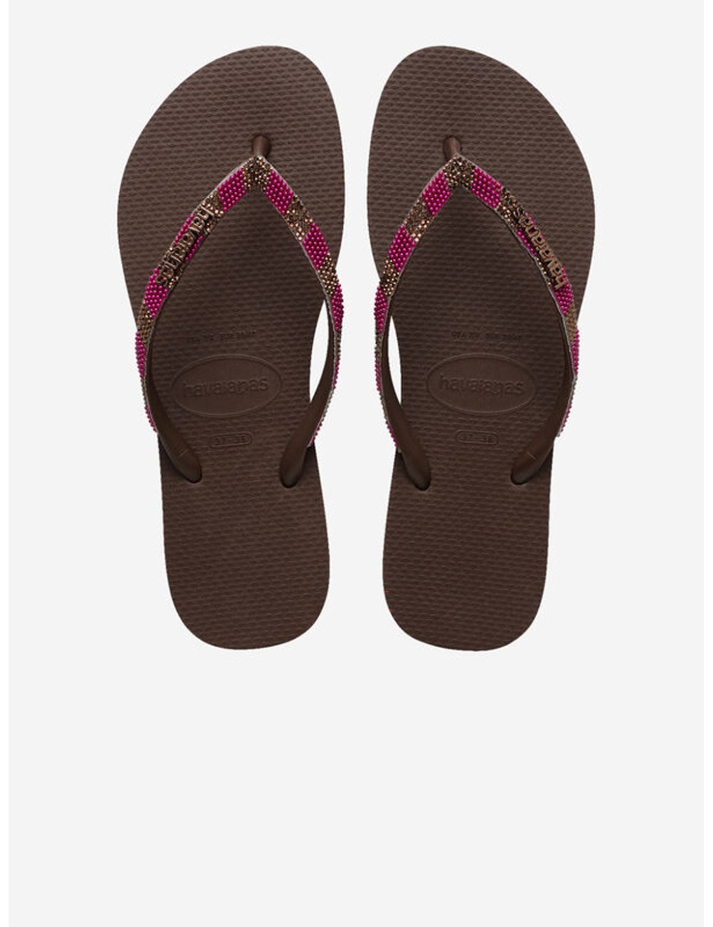 Donna infradito havaianas slim glow dark brown strass e perlineHavaianasPassioni Boutique