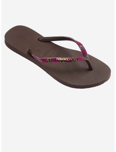 Donna infradito havaianas slim glow dark brown strass e perlineHavaianasPassioni Boutique