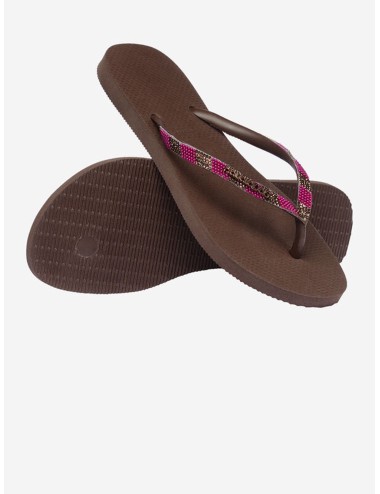 Donna infradito havaianas slim glow dark brown strass e perlineHavaianasPassioni Boutique