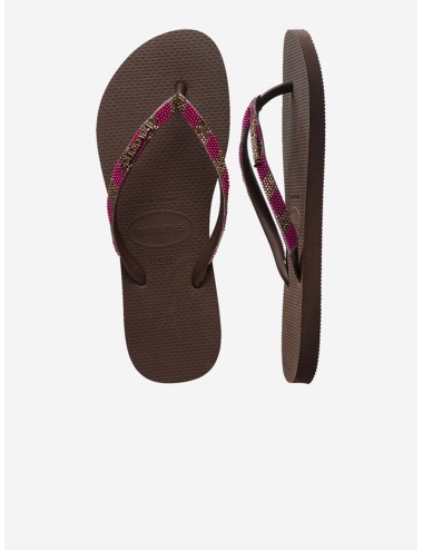 Donna infradito havaianas slim glow dark brown strass e perlineHavaianasPassioni Boutique