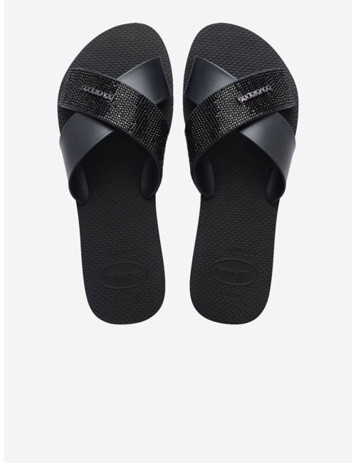 Donna sandali havaianas aqua glow neri fasce incrociate cristalliHavaianasPassioni Boutique