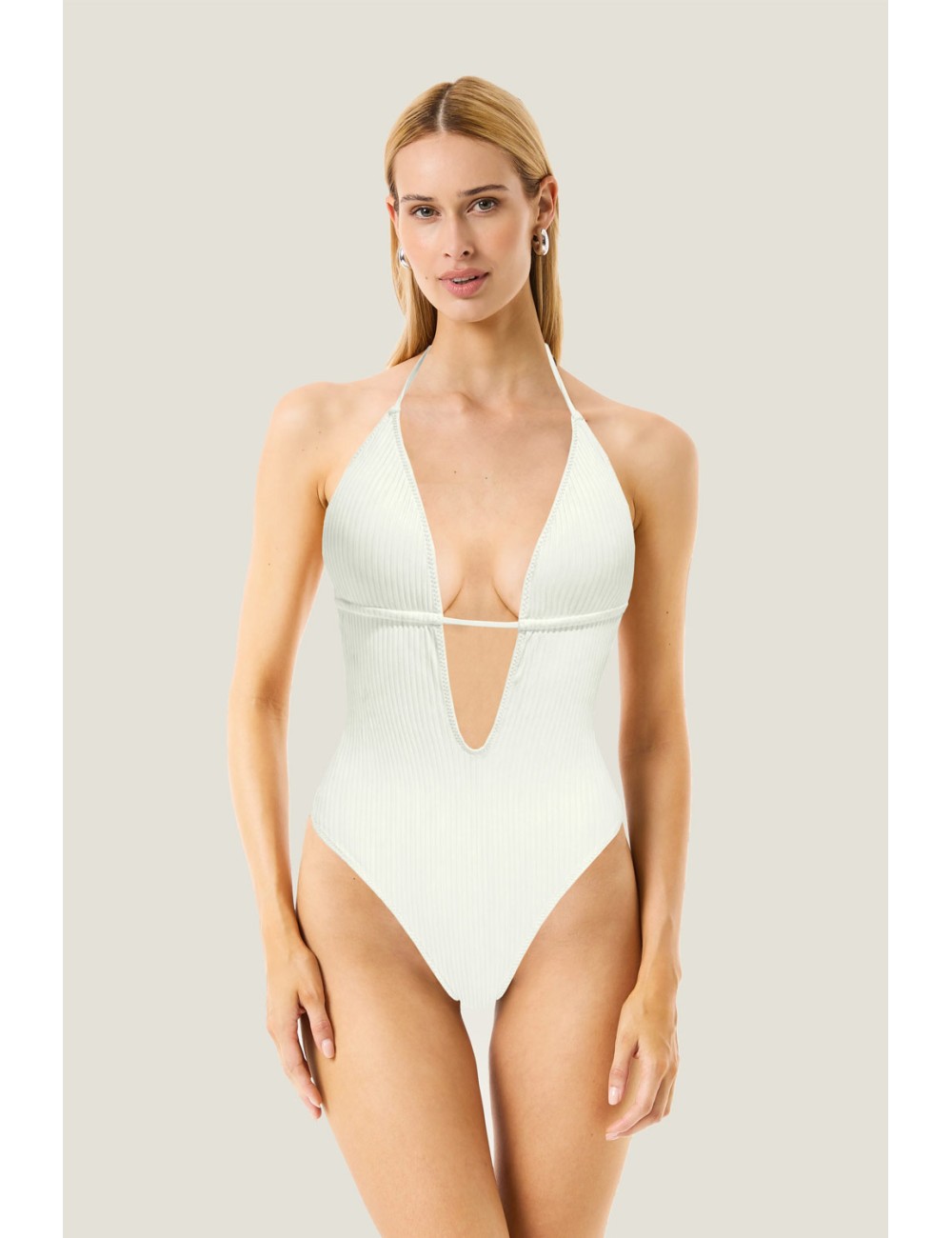 Donna costume intero 4giveness ribs colours bianco a costine4GivenessPassioni Boutique