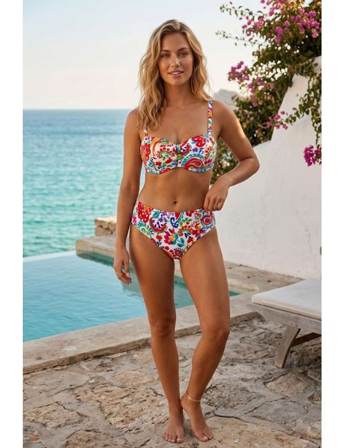 Donna bikini top tara e slip con laccetti stampa conchiglie ruggineRosa FaiaPassioni Boutique