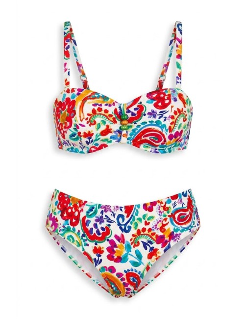 Donna bikini top tara e slip con laccetti stampa conchiglie ruggineRosa FaiaPassioni Boutique