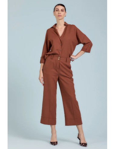 Take two - camicia sartoriale in lino dk03020 mochaTake TwoPassioni Boutique