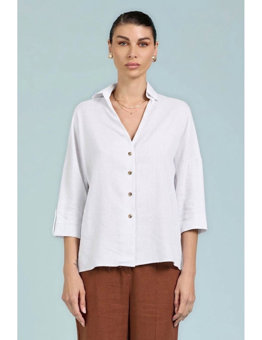 Take two - camicia sartoriale in lino dk03020 biancoTake TwoPassioni Boutique