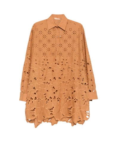 Donna mini abito ermanno scervino in cotone pizzo sangallo cammelloErmanno ScervinoPassioni Boutique