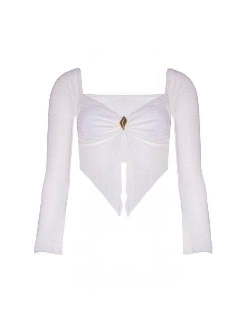 Donna top moana macadamia sand maglia opalescente gioiello
