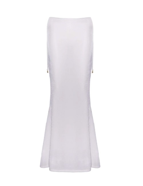 Donna gonna lunga sand macadamia maglia opalescente gioiello