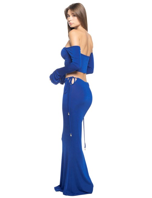 Donna gonna lunga sand blue rebel maglia opalescente gioiello