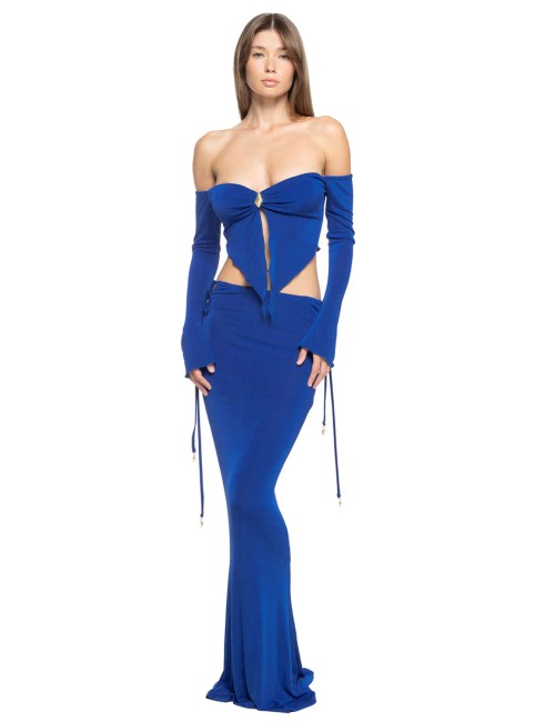 Donna gonna lunga sand blue rebel maglia opalescente gioiello