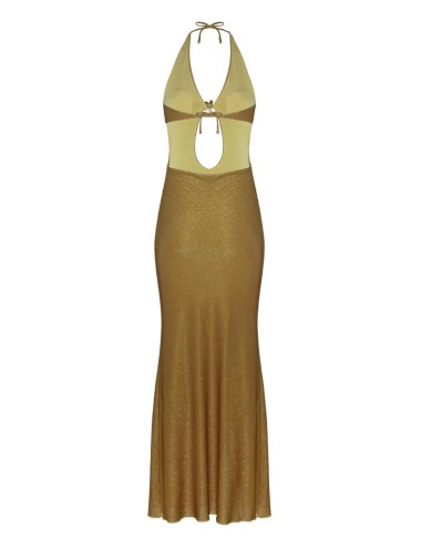 Donna abito lungo atena golden lime sand maglia shiny gioielloSandPassioni Boutique