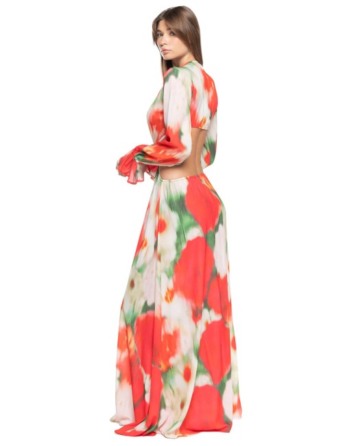 Donna abito lungo floriana botanic sand stampa tropicale gioiello