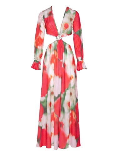 Donna abito lungo floriana botanic sand stampa tropicale gioielloSandPassioni Boutique