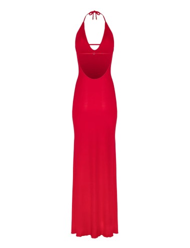 Donna abito lungo rochelle rouge sand rosso ibisco con volantSandPassioni Boutique