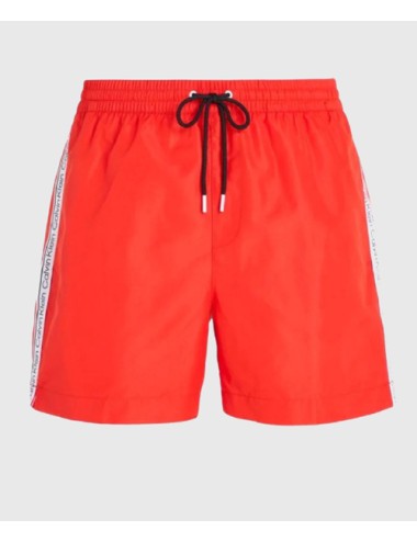 Ck - pantaloncini da bagno con cordoncino medio - logo tape km0km00810-xne cajun redCalvin Klein UomoPassioni Boutique