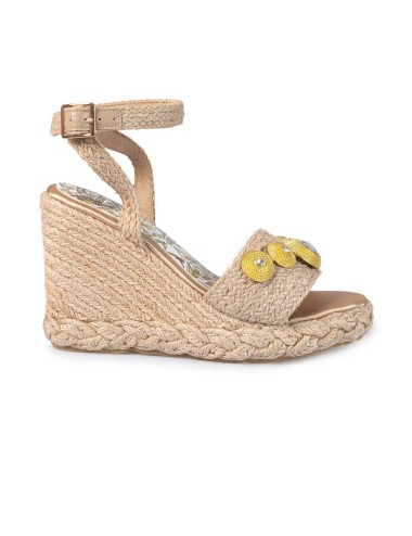L.a. water sandalo con zeppa in corda naturale e bottoni gioiello sabbia 42070bLAWaterPassioni Boutique