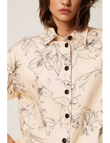 Twinset - camicia in bull di cotone stretch con stampa gigliTwinsetPassioni Boutique