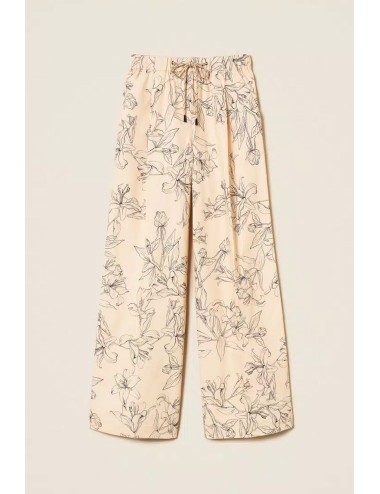 Twinset pantaloni in bull di cotone stretch con stampa gigliTwinsetPassioni Boutique