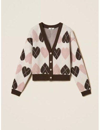 Twinset cardigan donna jacquard piquet a disegno cuoriTwinsetPassioni Boutique