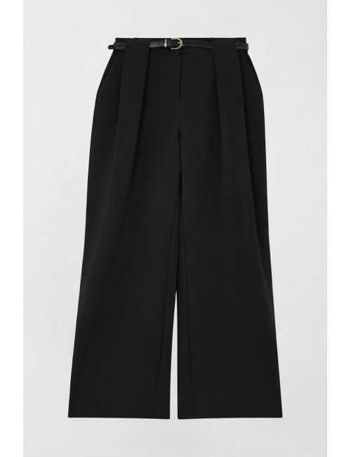 Twinset pantalone donna in tessuto mano crêpe con cintura