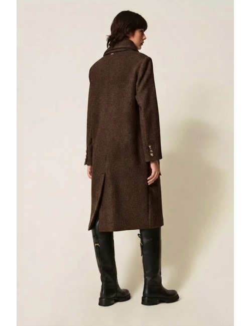 Twinset cappotto donna in misto lana con stola rimovibile