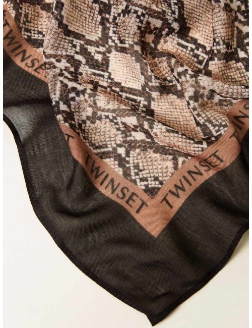 Twinset kefiah donna in modal e viscosa con stampa animalier