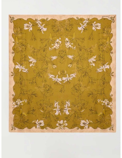 Twinset kefiah donna in tessuto con stampa floreale senape
