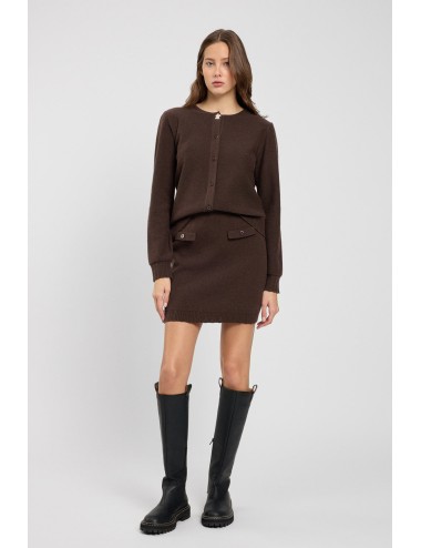 Twinset gonna donna in maglia di lana e cotone marroneTwinsetPassioni Boutique