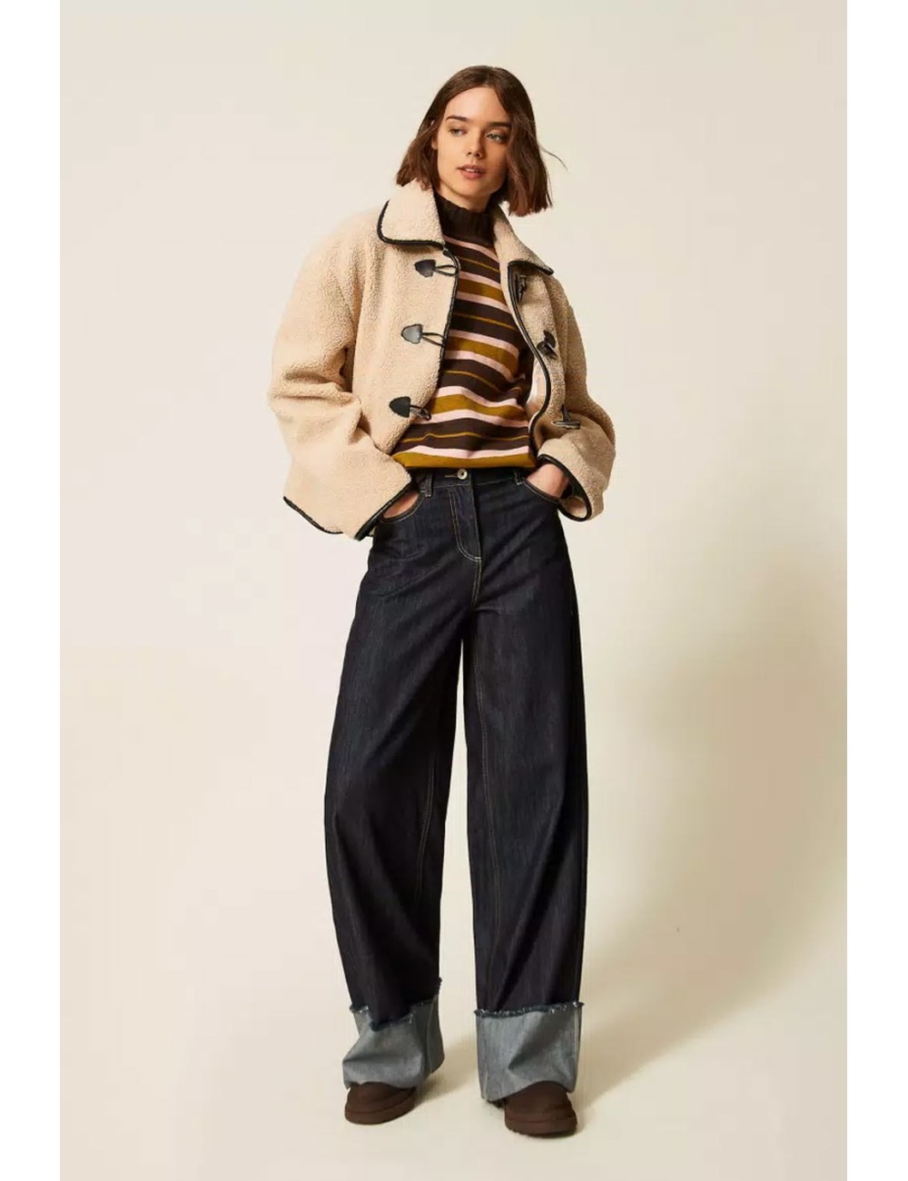 Twinset jeans donna in cotone flare con risvolto al fondoTwinsetPassioni Boutique