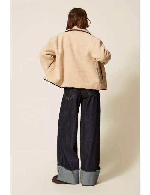 Twinset jeans donna in cotone flare con risvolto al fondo