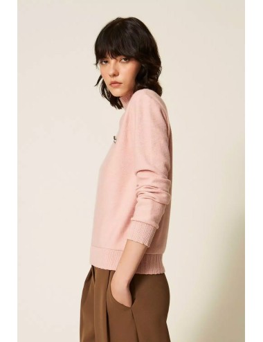 Twinset maglia donna in punto piquet con collo a lupetto e spillaTwinsetPassioni Boutique