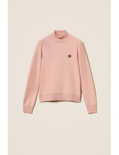 Twinset maglia donna in punto piquet con collo a lupetto e spillaTwinsetPassioni Boutique